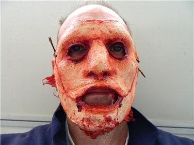 Dead Head Props Halloween Prop Hand Made Realistic Bloody Skinned Flesh Face Mask 2