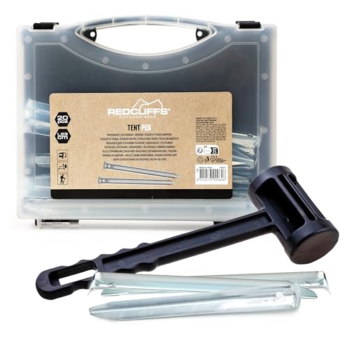 Premium Campinghammer & 20 Camping Zeltheringe im Set, Robuster leichter, zuverlässiger Hammer für Zeltaufbau und Outdoor-Einsatz, Ideales Camping Zubehör für Campingliebhaber und Outdoor-Enthusiasten