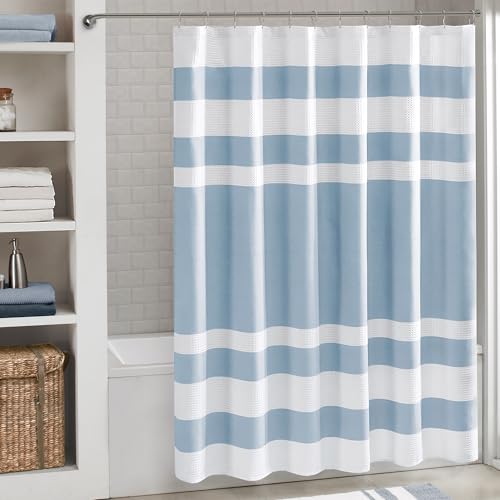 JLA Home INC Madison Park - Cortina de Ducha con Tratamiento 3M, Repelente al Agua y Resistente a Las Manchas, Azul, 108x72
