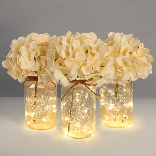 Mason Jar Lights Centerpiece Set of 3 Farmhouse...