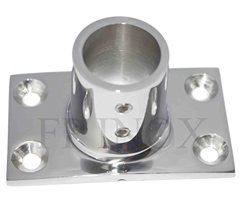 Embase ( Platine ) Rectangulaire Pour Tube de 25mm inox 316, Argent