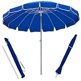 BAKAJI Ombrellone Antivento da Mare Spiaggia Giardino Diametro 220 cm con Palo in Allumini...