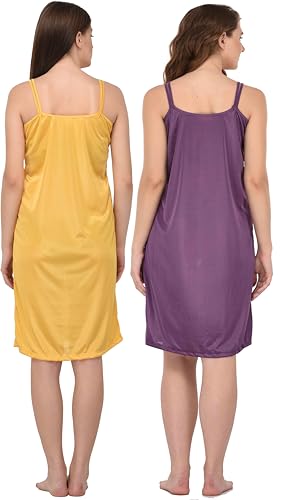 Image of You Forever Women Sexy Satin Striped Solid Above Knee Length Nighty, Loungewear, Nightwear, Sleepwear, Home Wear Short Nighty for Women Pack of 2