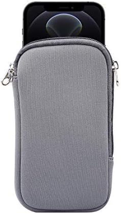 Jlyifan Neoprene Mobile Phone Sleeve Mesh Pocket Lanyard Case for iPhone 13 Pro Max/Samsung Galaxy S22 Ultra S21 Ultra A21S / A02s / A12 / A52 / OnePlus 9 Pro 8 Pro Moto G10 G30 G9 Plus (XL, Black)