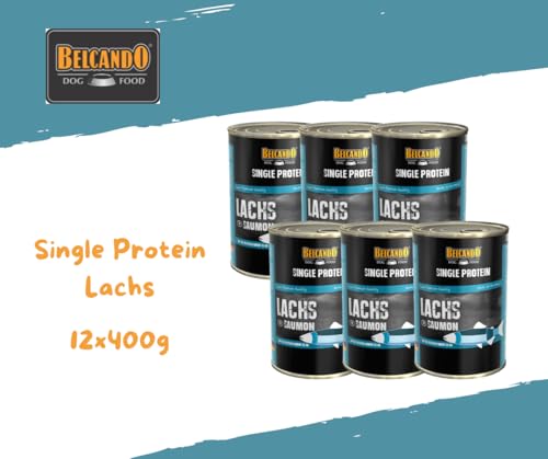 Belcando Single Protein Lachs 12x400g - reines Nassfutter ohne Zusätze – ideal bei Futterunverträglichkeiten, im praktischen Sparpaket.