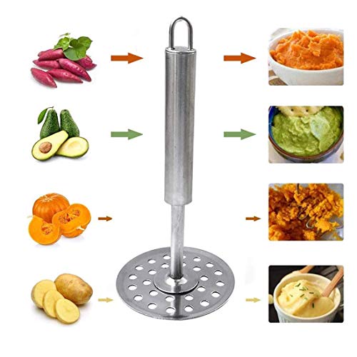 Image of Heavy Duty Stainless Steel Potato & Vegetable Masher - Durable Kitchen Tool for Pav Bhaji, Baby Food, Fruits & More