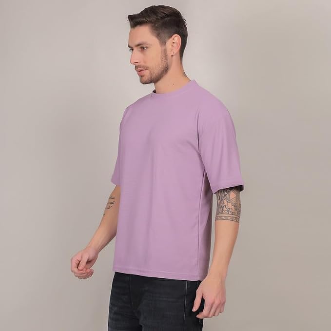 Image of Solid Self Design Oversized Tshirt for Men | Oversize T-Shirts for Men | Men Drop Shoulder Tshirts | Bagy Fit Men Tshirt