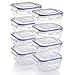 Grizzly Set di barattoli di plastica, 8X barattoli con Coperchio, Piccoli, Quadrati, impilabili, a Prova di Rottura, a Prova di microonde e di lavastoviglie