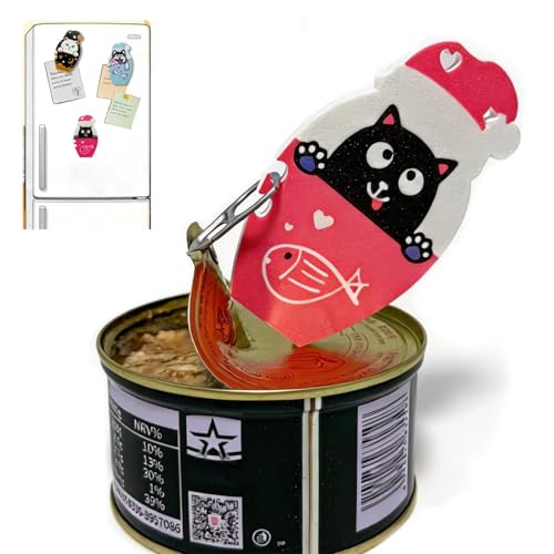 CTABPALS Ring Pull Can Opener for Soda Food Cat Cans Easy Open Tool for Weak Hands Arthritis Seniors Long Nails Magnetic Portable with Lanyard Dishwasher Safe Mothers Day Gift Pink Kitty
