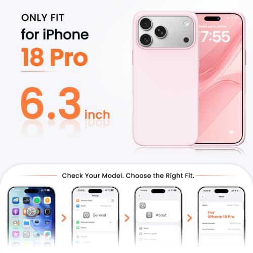 ORNARTO for iPhone 18 Pro Case, Slim Liquid Silicone Cover, Chalk Pink - image 2