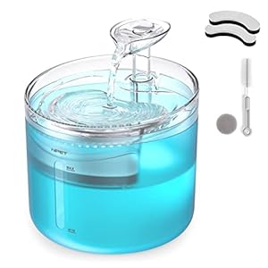 NPET WF100 Cat Fountain, 1.6L Automatic Pet Water Fountain Dog Water Dispenser with 2 Flow Modes, Bottom Suction LED…