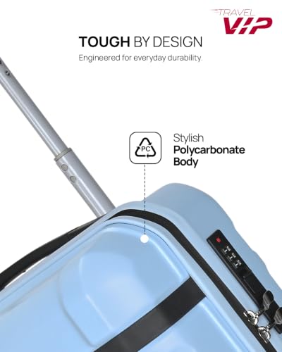 Image of VIP Bastion Cabin Polycarbonate Hard Case 8-Wheel Trolley Bag, Sky Blue