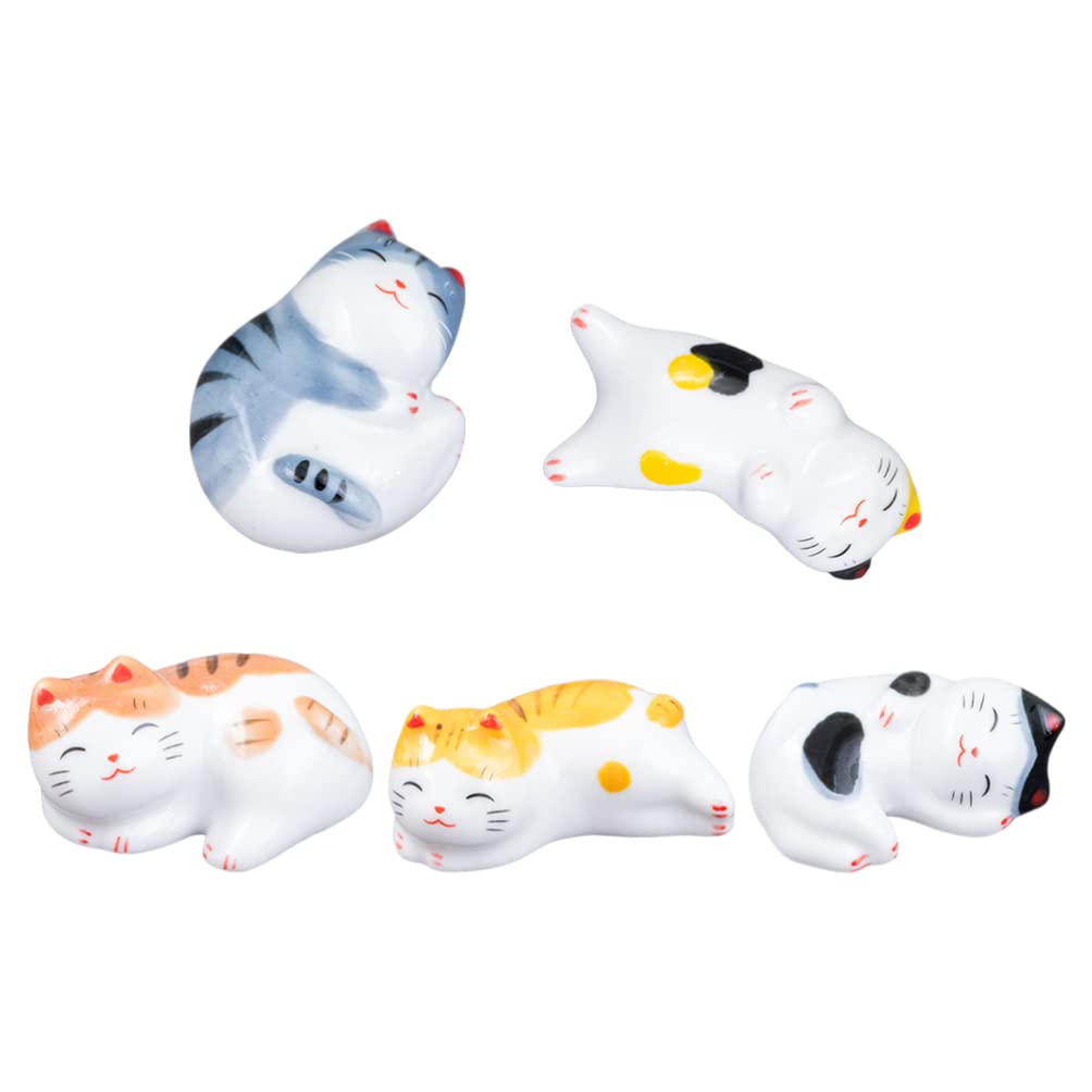 Générique Lot de 5 Supports de Baguettes en céramique pour décoration de Bureau, en Forme de Chat Mignon, pour Cuisine, Restaurant, Salle à Manger, décoration de Table