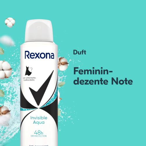 Rexona MotionSense Deo Spray Invisible Aqua Anti Transpirant mit 48 Stunden Schutz gegen Körpergeruch und Achselnässe 6x 150 ml – Ansicht 6