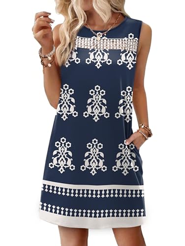 Image of WIHOLL Summer Dresses for Women 2026 Beach Vacation Spring Fashion Clothing Lace Mini Tank Dress with Pockets