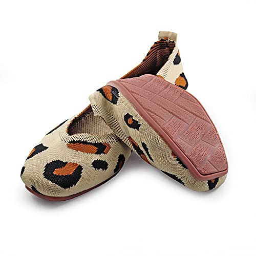 Image of RVROVIC Women's Square Toe Knit Flats Shoes Casual Slip on Ballet Flats Comfortable Shoes for Women