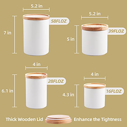 Sweejar Kitchen Canisters Ceramic Food Storage Jar Set, Stackable Containers With Airtight Seal Wooden Lid For Serving Ground Coffee, Tea, Herbs, Grains, Sugar, Salt And More - Set Of 4 (Gray) #TOP2
