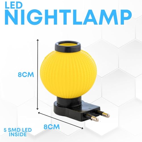 Image of Hi-Plasst Yellow LED Night Lamp with Plug - Compact 0 Watt Bulb Lamp for Wall, Bedroom, Study or Bedside Table Lighting - Set of 15