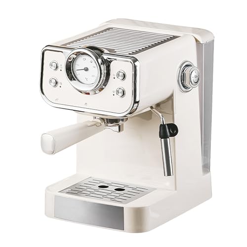 LISHAOHU Cafetera Retro Casera, Máquina De Café Expreso Semiautomática, Cafetera Profesional con Bomba De 20 Bares Y Varilla De Vapor Espuma De Leche, Tanque De Agua Extraíble De 1,5 litros