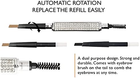 Eyebrow Pencil Light Brown Makeup Eyebrow Pencils 2 In 1 Automatic Longlasting Eyebrow Pen with A Free Refill Dual Ended with Mechanical Brow Pencil and Spoolie Brush(Light Brown)