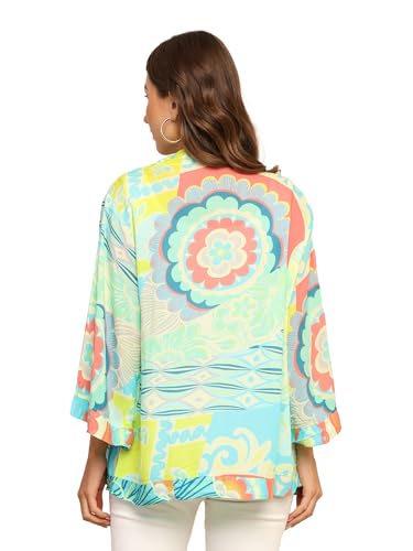 Image of KE KANHA EXPORTS Shrugs for Women Stylish | Beach Outfits for Women Cover Up | Western Summer Shrug for Woman | Soft Silky Free Size Boho Multicolour Kimono Bust 30-42