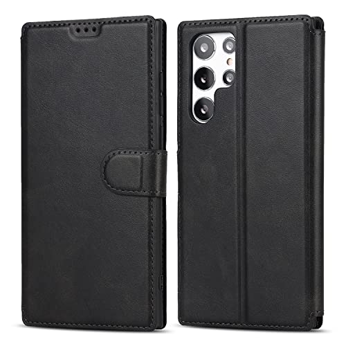 Étui Galaxy S22 Ultra QLTYPRI housse similicuir noir 6,8"