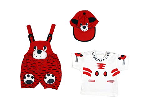 Image of Baby Boy's And Baby Girl's Dungaree Set /Romper Set with T-Shirt And Cap
