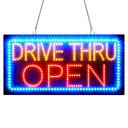 Saysurey 24' x 12' LED Drive Thru Sign for Business, Drive Thru Open LED Signs Board for Fast Food,...
