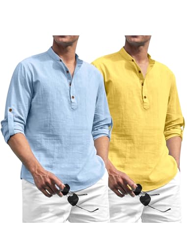 Image of Zombom Men's Kurta || Chinese Collar Long Sleeves || Straight Hip Length Kurtas || Short Kurta for Men || for Festival || Function || Occasion Wear Fancy Kurta for || Best Gifts for Men