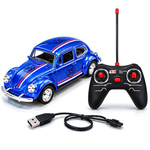 Image of Remote Control Racing Car for Kids | Rechargeable with 2.4GHz Wireless Controller | LED Headlights, Smooth Forward & Turn Action | Durable Build & Stylish Classic Car Design (Multi-Color)