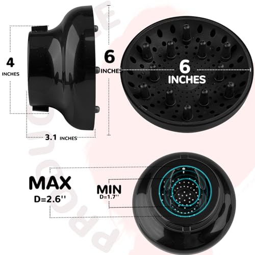YUNAI Universal Hair Diffuser, Adjustable Attachment, Fits Most Kinds of Blow Dryer, Diameter 4.3cm to 6.5cm Prefer, Professional Salon Frizz-free Fast Blow Drying Diffuser for Curly Hair.(Black) - Image 3