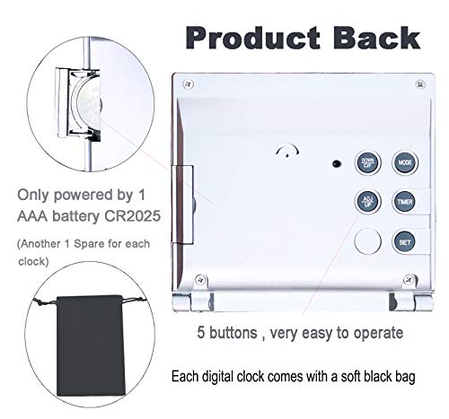 image for BESTWYA Travel Clock, Slim Compact Size Multifunction Digital Alarm Cl