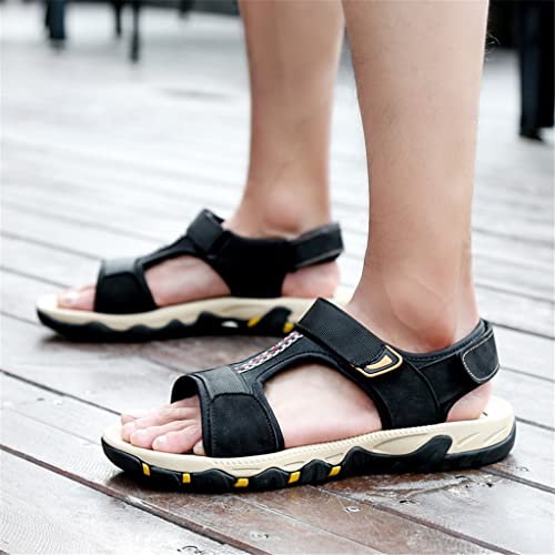 YMGSCC Leather Sandals Classic Men Shoes Slippers Soft Sandals Men Comfortable Walking Footwea(Auburn,43 Code) - Image 2