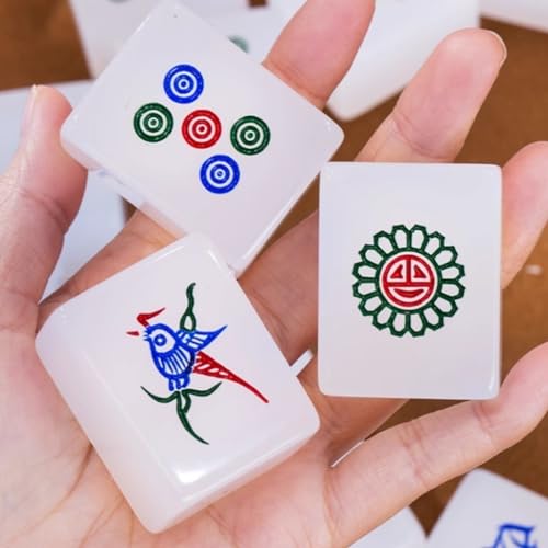 Juego de Mahjong Chino con fichas acrílicas y estuche de aluminio miniatura 6
