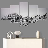 SIGNWIN 5 Panel Canvas Wall Art Snow Mountain for Home Decorations Ready to Hang - 60