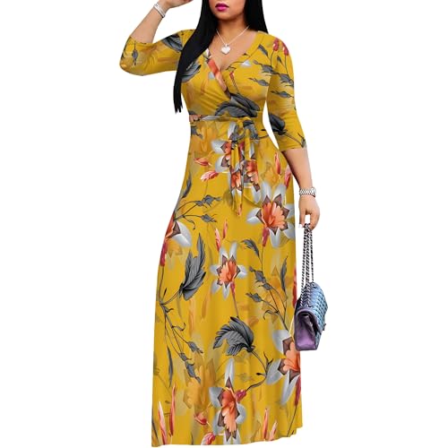 Image of PinkPatty Plus Size Maxi Dress for Women 3 /4 Sleeve Casual Long Dress