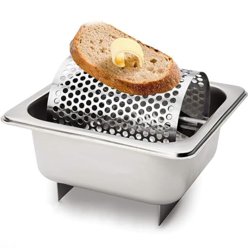 VIOLK Edelstahl-Butterroller, manueller Butterroller, Bratpfannen-Butterroller, 304-Edelstahl-Butterverteilerroller, perforiertes Rollendesign abnehmbar, fasst 36 Unzen Butter, leicht zu reinigen