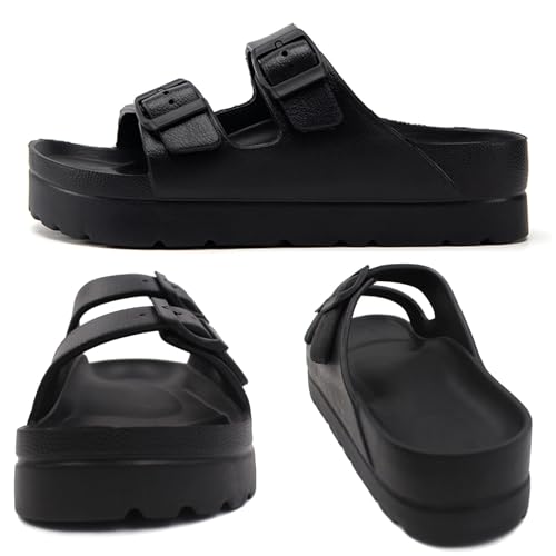Image of L LOUBIT Women's Platform Sandals with Arch Support Pillow Soft Adjustable Buckle Slides Lightweight Non-Slip Summer Beach Shoes
