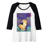 Photo Gallery donna cherry blossom cat vintage woodblock arte grafica giapponese maglia con maniche raglan Photo Gallery donna cherry blossom cat vintage woodblock arte grafica giapponese maglia con maniche raglan