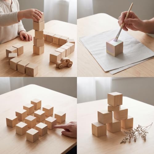 Children Wooden Toy Set Featuring and Beech Building Blocks Stacking Blocks Sorting Blocks Non Finish Suitable for Early Math Practice Home Play, 7cm x 7cm x 7cm - 5