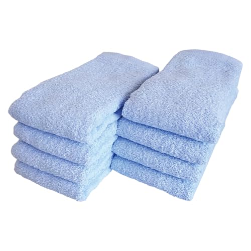 泉州タオル(Senshu towel) 普段使いにぴったりのフェイスタオル 8枚(サックス) 綿100% 日本製 国産 単色 シンプル