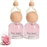 Car Air Freshener Diffuser 2 Pack Hanging Air Freshener Diffuser - Rosa Scent Car Fresheners 120 days Long Lasting Vent Clip 0.34 oz Each Automotive Air Fresheners Gifts for Women Birthday