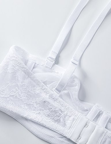 Image of DOBREVA Women's No Padding Strapless Lace Bra Underwire Multiway See-Through