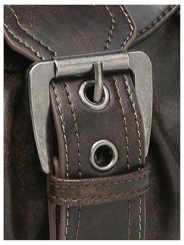 Image of QWINEE Women's Vintage Buckle Shoulder Bag Y2K Punk PU Leather Handbag Clutch Purse