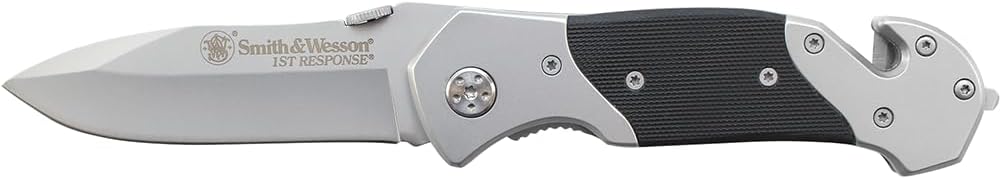 Smith & Wesson 8in High Carbon S.S. Folding Knife with 3.3in Drop Point Blade and S.S. with G-10 Inlay Handle for Outdoor, Tactical, Survival and EDC