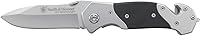 Vista 1 de Smith & Wesson Cuchillo plegable de acero inoxidable de alto carbono de 8 pulgadas con hoja drop point de 3.3 pulgadas y acero inoxidable con mango