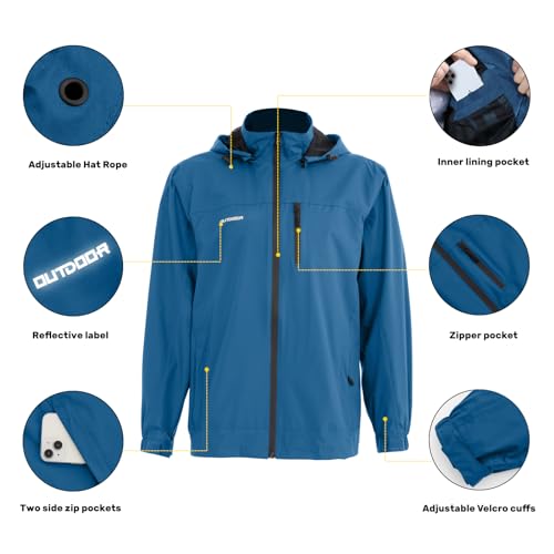Men's Classic Windbreaker Jacket Lightweight All-Sport Waterproof Hiking Coat Detachable Hooded Windbreakers for Men2