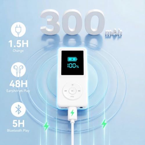 Image of TMY 128GB Mini MP3 Music Player with Bluetooth 5.4 & Voice Control Earphones, Video Playback,Pocket-Sized MP3 Player for Music,Voice Recording,FM Radio (TMYP29)