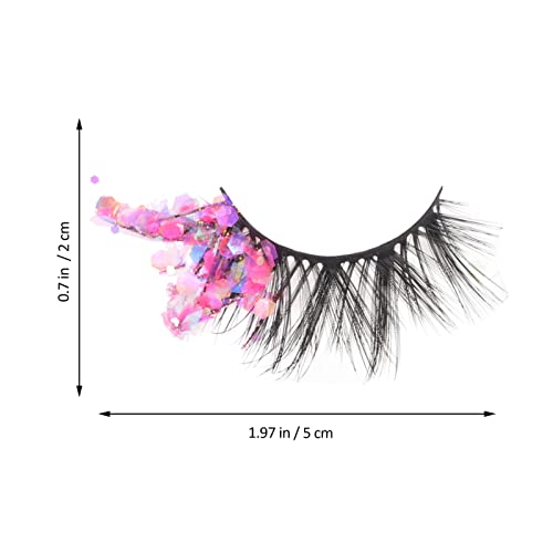 Lurrose Fluorescent Glitter False Eyelashes 1 Pair Neon Strip Lashes for Women Girls Party Cosplay Eye Makeup Extension 1.18X0.79In - Image 2