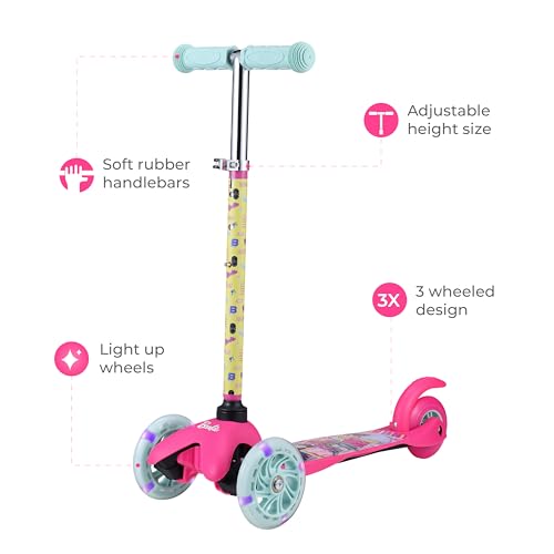 Image of Self Balancing Kick Scooter with Light Up Wheels, Extra Wide Deck, 3 Wheel Platform, Foot Activated Brake, 75 lbs Limit, Kids & Toddlers Girls or Boys, for Ages 3 and Up